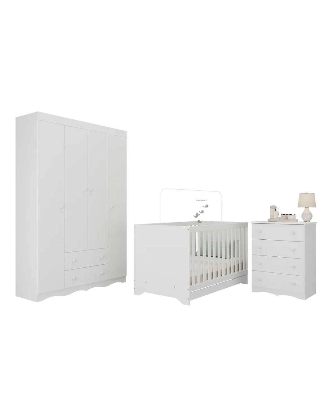 Image of Quarto de Bebê Completo com Berço Americano 3 em 1 Realeza Multimóveis